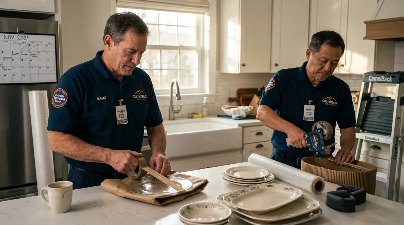 Professional crew packing kitchen dishware in Aguanga, CA